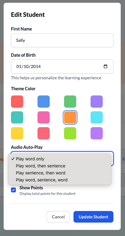 Audio auto-play settings interface