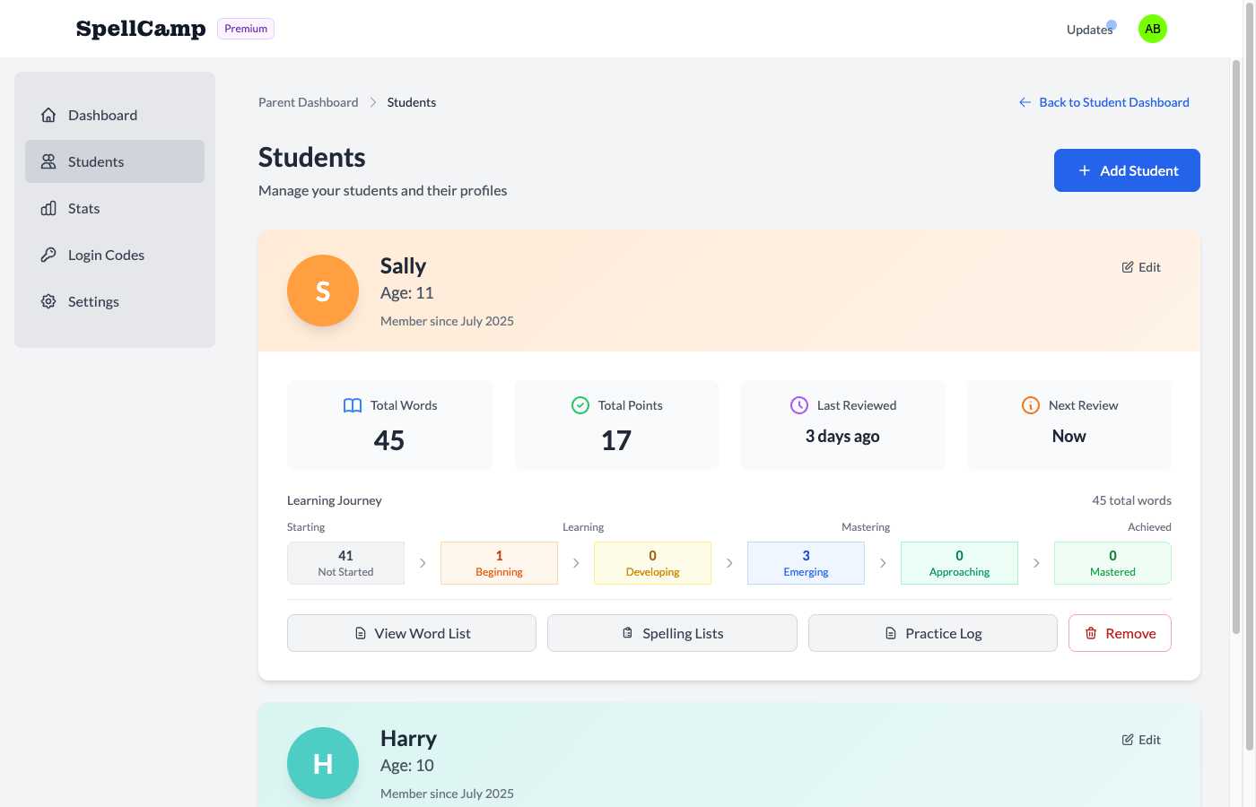 SpellCamp Student Management